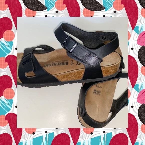 Birkenstock Rio Ankle Strap Sandals Black Tan - Picture 2 of 5